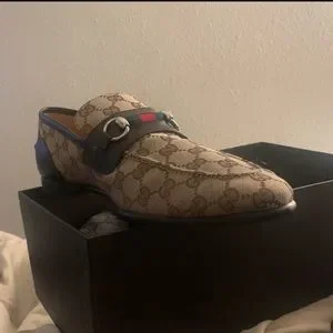 Gucci | Shoes | Gucci Brownbeige Gg Canvas Leather Horse  display picture 2
